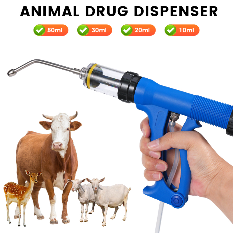 Veterinary Syringe Gun - Livestock Animal Dosing Device Feeding Gun