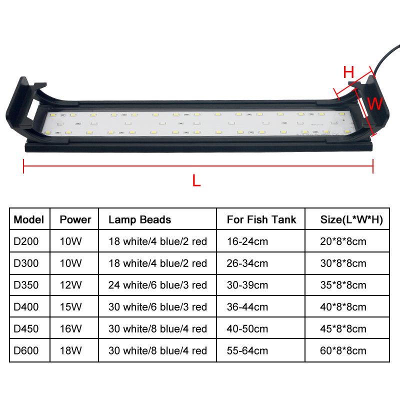 Aquarium LED Light for 16-64CM - Plant Growth Regulator avaliação e preço
